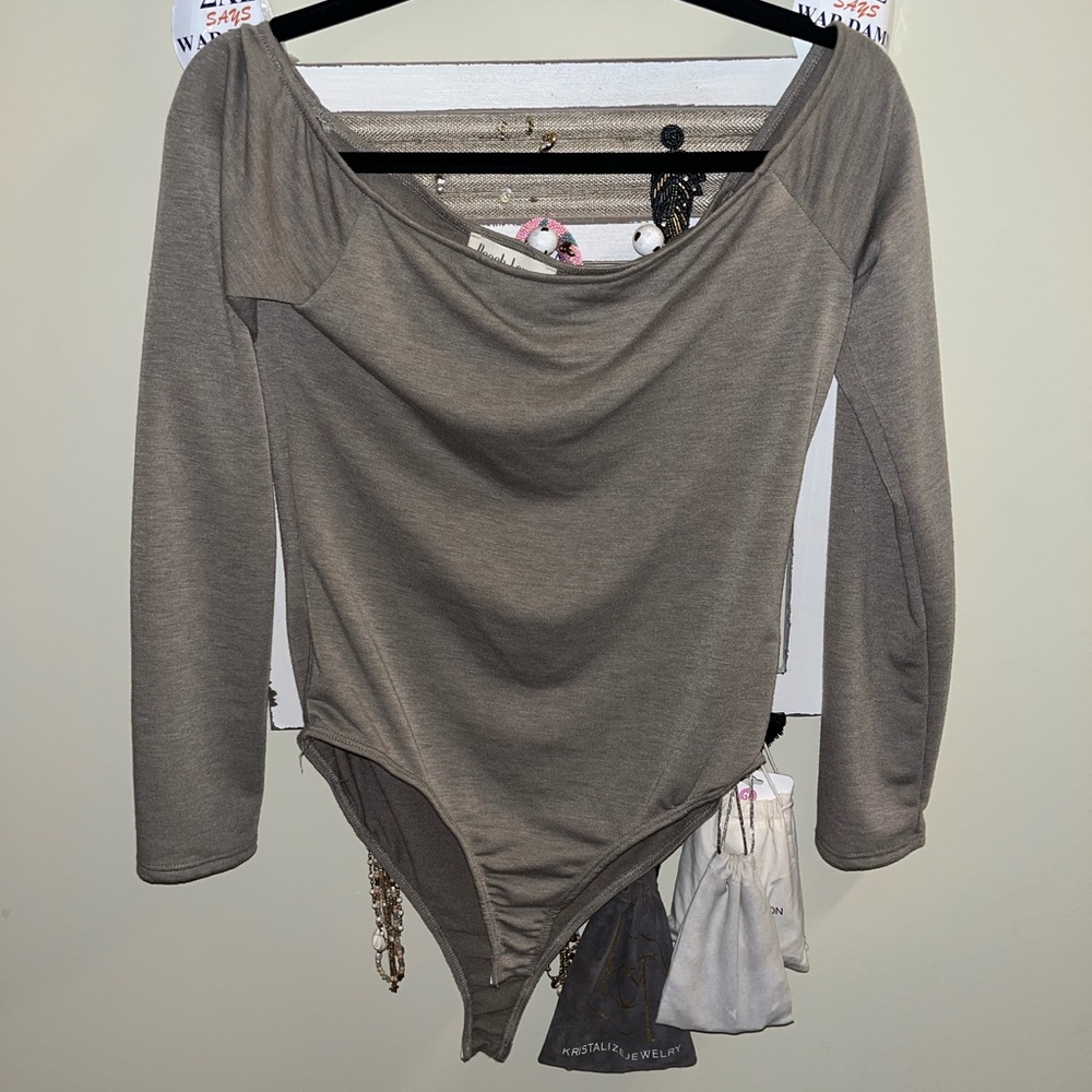 off the shoulder long sleeve body suit